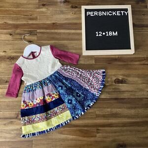 Persnickety Arabesque Bristol Dress Cream Red Blue Mixed Print Floral 12-18M